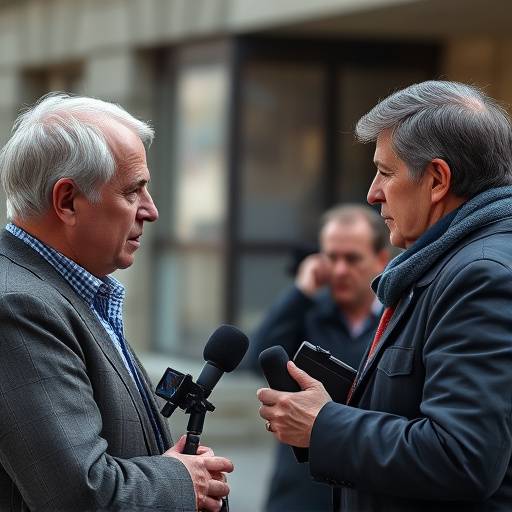 To journalister som intervjuer en person.